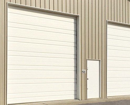 Ribbed commercial steel garage door
